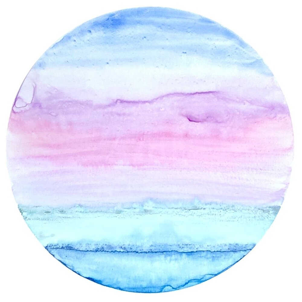 Art Original Planet of Hope Watercolor Painting Wall Art 8in Diameter on Yupo